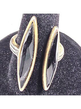 Black Stone Ring Lucky Brand Size 7 Silver-Tone statement womens jewelry